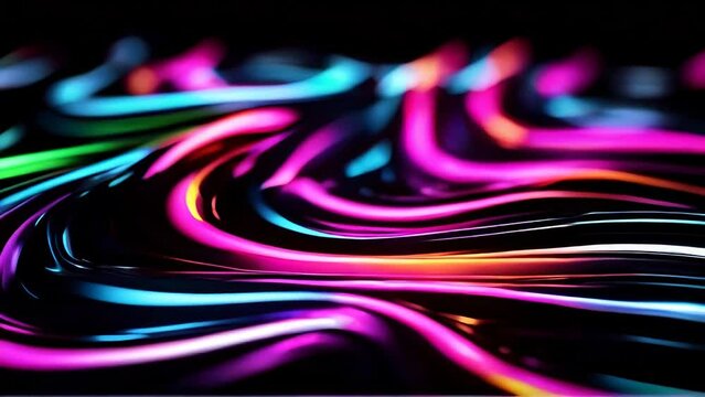 Neon light trails abstract 3D render wallpapper background