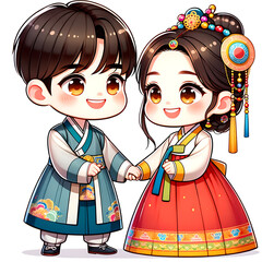 cartoon, couple, happiness, love, Korean couple