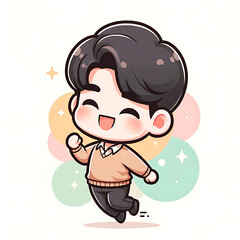 cartoon, boy, illustration, smile, cute