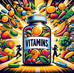 illustration, healthy, Health food, nutritional, pill box