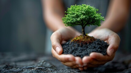 Make an Impact Today - Support Our Cause! Green tree in hands 