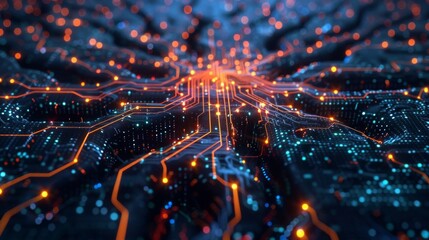 AI neural network glowing in a high tech lab intricate circuits futuristic data streams  a vision of advanced intelligence
