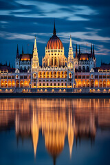 Fototapeta na wymiar Hungarian Parliament Building, A Magnificent Work of Gothic Revival