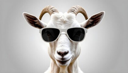 a white goat wearing sunglasses,generative art
