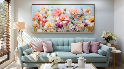 Abstract Flower Color Right Canvas Painting Modern Children Color Right Wall Art Picture for Living Room.