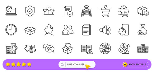 Usa close borders, Donation and Cash line icons for web app. Pictogram icon. Line icons. Vector