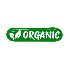 Fototapeta premium Green Organic Products Labels. Ecologic food stamps. Organic natural food labels.