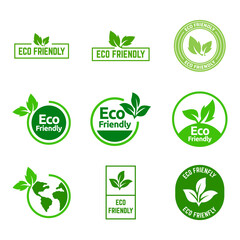 Fototapeta premium Set Of Eco Friendly Icons. Ecologic food stamps. Organic natural food labels.