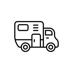 Camper van outline icons, minimalist vector illustration ,simple transparent graphic element .Isolated on white background
