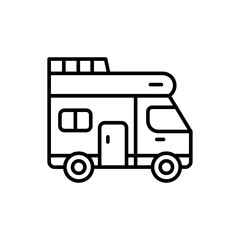 Camper van outline icons, minimalist vector illustration ,simple transparent graphic element .Isolated on white background