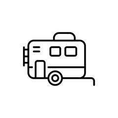 Camper van outline icons, minimalist vector illustration ,simple transparent graphic element .Isolated on white background