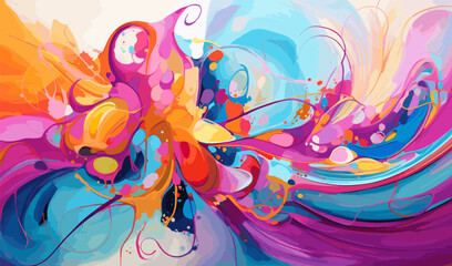 abstract painting, vibrant colorful modern contemporary art illustration