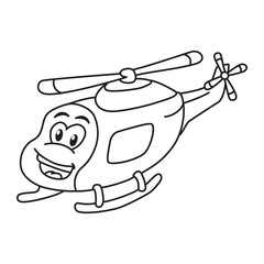Helicopter Cartoon Vector Illustration Coloring Page
