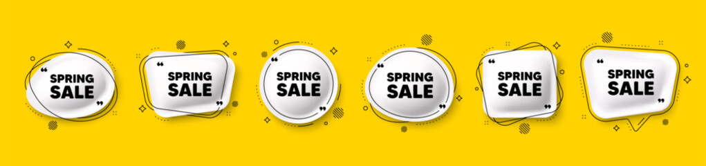 Spring Sale tag. Special offer price sign. Speech bubble 3d icons set. Vector