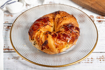 Pastry in a plate. local name poğaça or açma