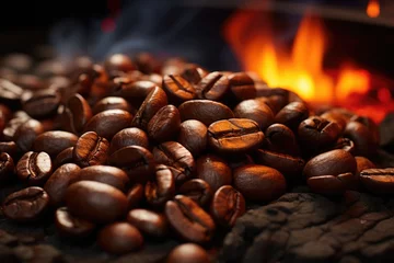 Foto op Plexiglas Closeup coffee texture with fresh coffee grains, generative IA © Gabriel