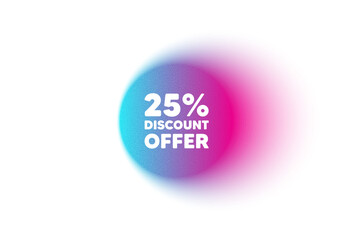 25 percent discount. Sale offer price sign. Color neon gradient circle banner. Vector
