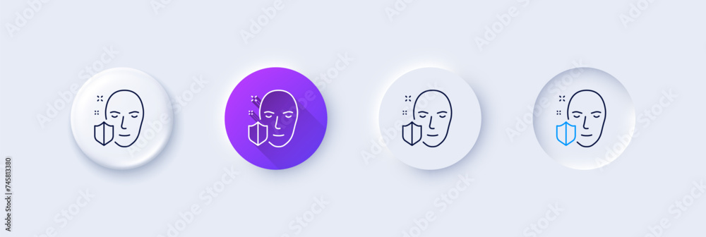 Poster face detection protected line icon. secure access sign. line icons. vector