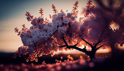 Cherry blossoms tree spring. Ai generated.