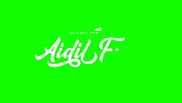 selamat hari raya aidil fitri, Eid mubarak with melayu translation lettering Animated in white. great ramadan kareem text