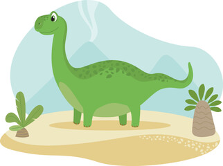 Cute Brachiosaurus dinosaur character - 745815939