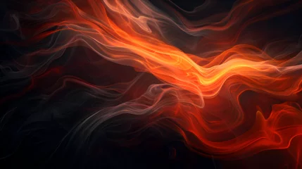 Tuinposter Fire flames on a black background. Fire fiery background, abstract fire flames on a dark background, abstract background © sania