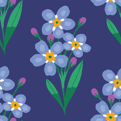 Forget me not flowers vector pattern design