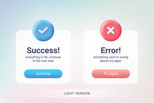 EPS Success and Error Pop-up Message Full Editable and Vector LIGHT VERSION