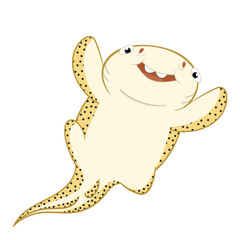 Endangered species Zebra Shark Cartoon Isolate Vector Character Design Illustration