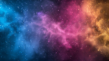 Abstract cosmic background with asteroids and glowing stars, planets, stars, and galaxies in outer...