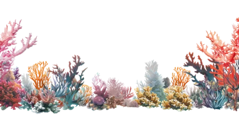 Gordijnen Coral reef border, isolated on transparent background © SRITE KHATUN