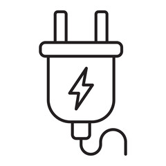 Plug line icon power wire cable flat.