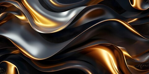 Abstract Gold and Liquid Metal Waves Background