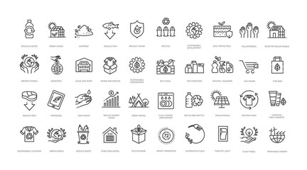 Environmental sustainability outline icons. Ecological symbols