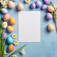 photo of a easter card with eggs and flowers 