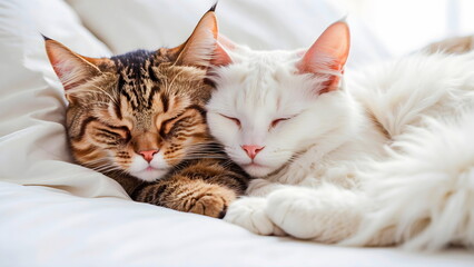 relax couple cat sleeping generative AI