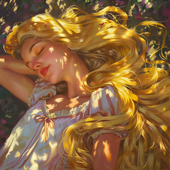 girl with golden hair sleeps