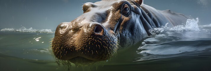 The Hidden Yet Dominating Presence: A Hippopotamus Bathing In its Natural Habitat