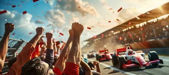 Foto op Plexiglas Sports fans lift the spirits. Formula 1 racing cars during competition © Oleksandr