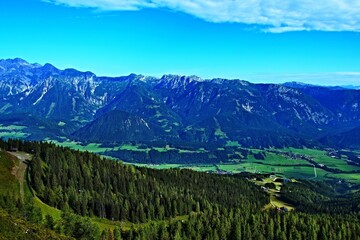 Austrian Alps-view on the massif Dachstein from Hauser Kaibling