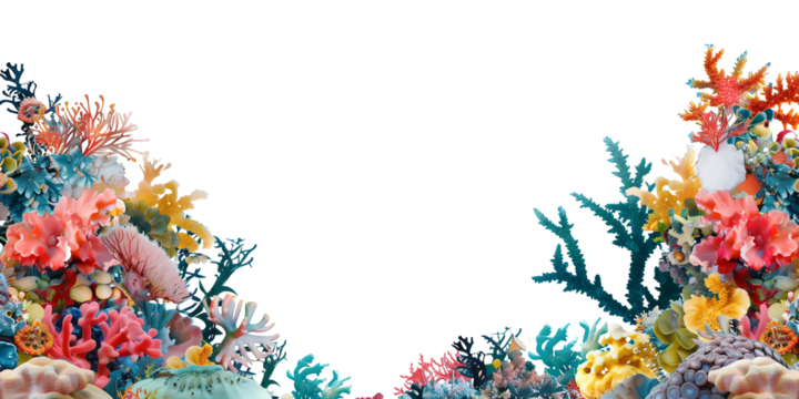 Coral reef border, isolated on transparent background
