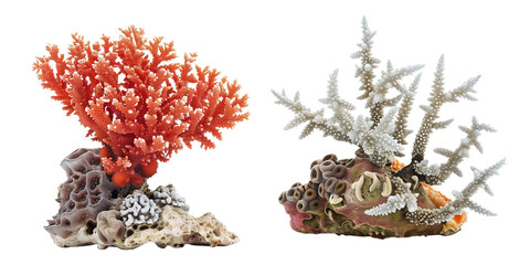 set of  coral reef isolated on transparent background