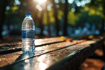 ベンチに置かれたペットボトルの水, Generative AI