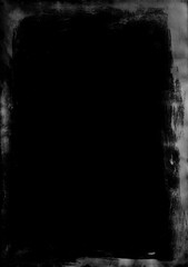 Black grunge horror background, damaged texture with frame and space for your design - 745825564