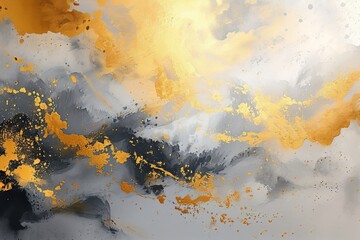 Fototapeta na wymiar レトロな金粉と白色と灰色の和風背景アート, Generative AI