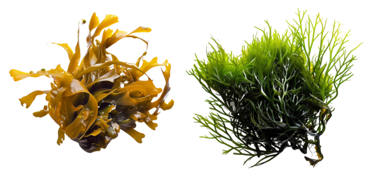 set of seaweeds isolated on transparent background