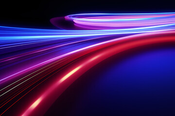 Abstract Technology Wave with Neon Colors Lines