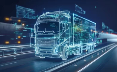 Papier Peint photo Lavable Voitures de dessin animé Driving the Future: Revolutionizing Trucking with Digitalization and Data-Driven Strategies