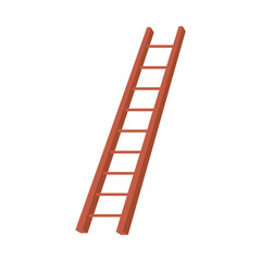 Wooden ladder icon, multi purpose standing staircase equipment for home or office interior, library or store furniture