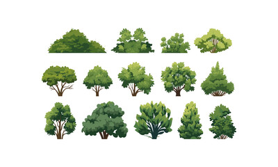 bush set vector flat minimalistic isolated illustration - obrazy, fototapety, plakaty